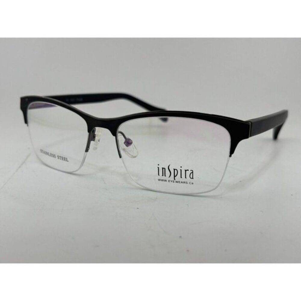 INSPIRA EYEWEAR - S8233 54-18-140 C1 Black Half Rim Metal Eyeglass Frames